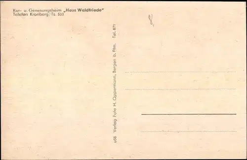 Ak Kronberg im Taunus, Kur- und Genesungsheim Haus Waldfriede, Falkenstein