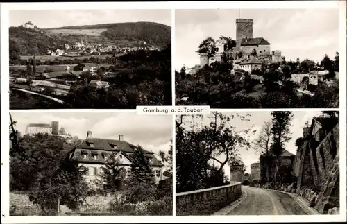 Ak Gamburg Werbach an der Tauber, Stadttor, Schloss Gamburg, Stadtansichten