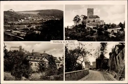 Ak Gamburg Werbach an der Tauber, Schloss Gamburg, Stadtansichten
