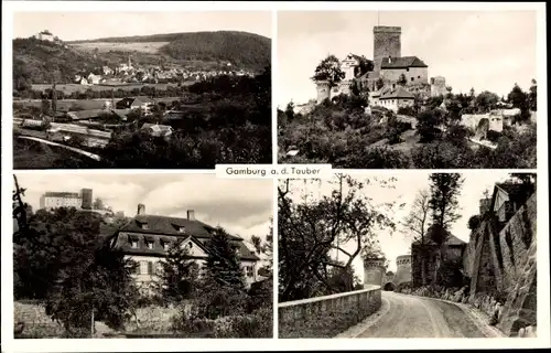 Ak Gamburg Werbach an der Tauber, Schloss, Panorama, Burgweg, Blick zur Burg