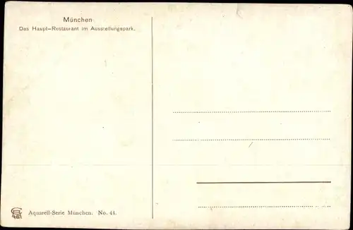 Künstler Ak Bergen, Claus, München Bayern, Ausstellung, Hauptrestaurant im Ausstellungspark