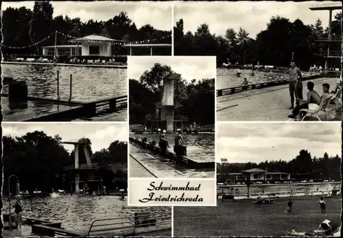 Ak Friedrichroda im Thüringer Wald, Schwimmbad, Freibad, Sprungturm