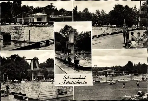 Ak Friedrichroda im Thüringer Wald, Schwimmbad, Freibad, Sprungturm