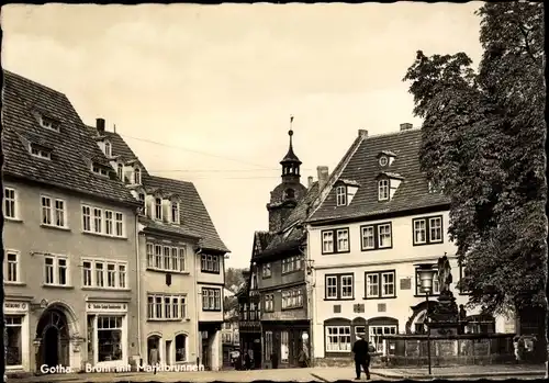 Ak Gotha in Thüringen, Brühl, Marktbrunnen, Geschäfte