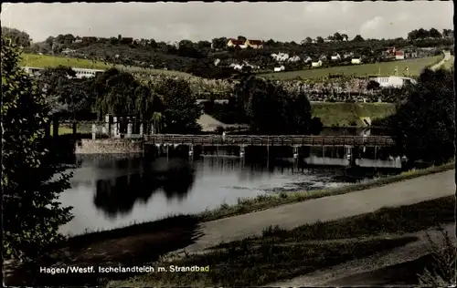 Ak Hagen in Westfalen, Ischelandteich mit Strandbad