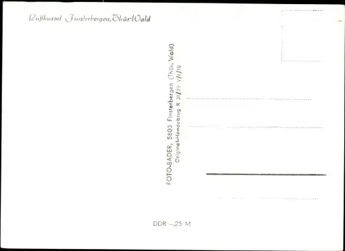 Ak Finsterbergen Friedrichroda im Thüringer Wald, Volkshaus zur Linde, Panorama vom Ort, Wappen