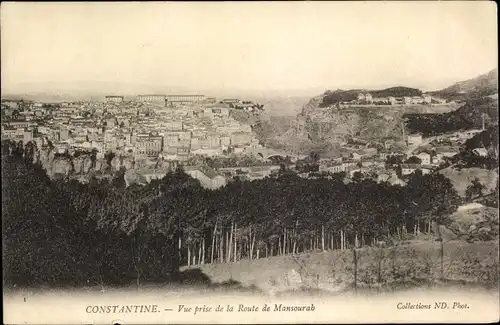 Ak Constantine Algerien, Vue prise de la Route de Mansourab, Panorama