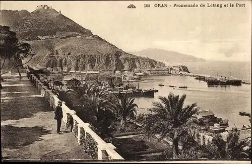 Ak Oran Algerien, Promenade de Letang et le Port, Hafen, Panorama