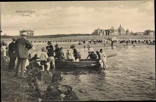 Ak Scheveningen Den Haag Südholland, Strand, Ruderboot