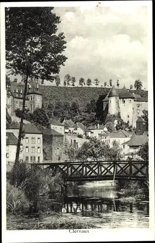 Ak Clervaux Clerf Luxembourg, Brücke, Schloss