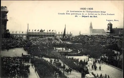 Ak Brüssel, 75. Anniversaire de l'Indépendance Belge, Grande Fête patriotique, Place Poelaert