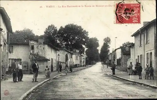 Ak Wassy Haute Marne, La Rue Nationale, La Route de Montier en Der