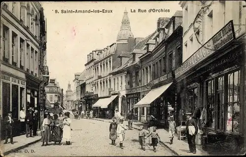 Ak Saint Amand les Eaux Nord, La Rue d'Orchies