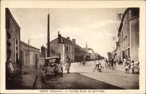 Ak Méral Mayenne, Arrivee Route de Saint Paix, Kinder