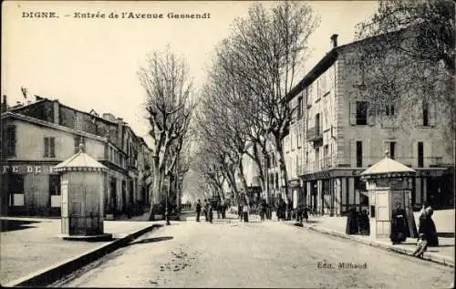 Ak Digne les Bains Alpes de Haute Provence, Entrée de l'Avenue Gassendi