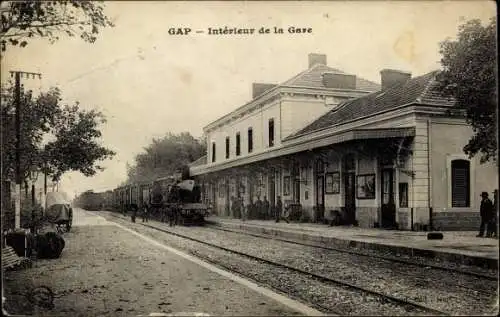 Ak Gap Hautes Alpes, Interieur de la Gare, Gleisansicht