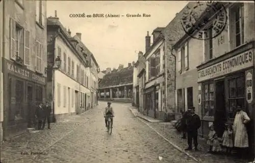 Ak Condé en Brie Aisne, Grande Rue, Etablissements Economiques