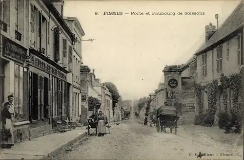 Ak Fismes Marne, Porte et Faubourg de Soissons
