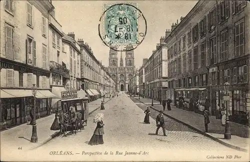 Ak Orléans Loiret, Perspective de la Rue Jeanne d'Arc