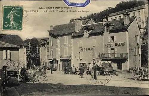 Ak Lozère, La Place du Portalet et l'Entree du Bosquet