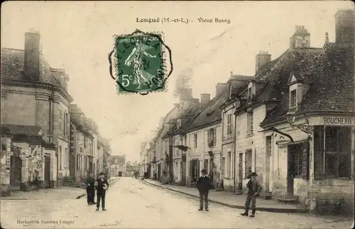 Ak Longué Maine et Loire, Vieux Bourg, Straßenpartie
