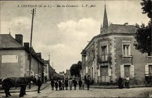 Ak Contigné Maine et Loire, Rue du Commerce