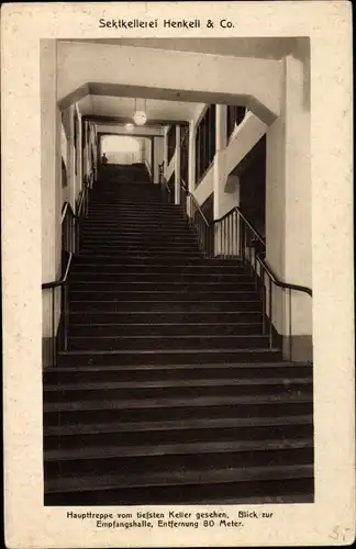 Ak Wiesbaden in Hessen, Sektkellerei Henkell & Co, Treppenaufgang