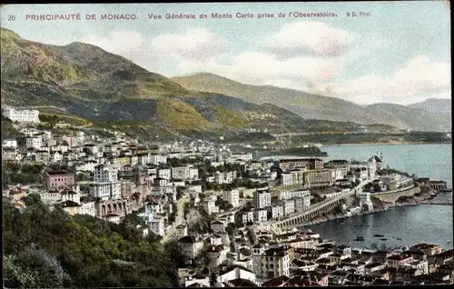 Ak Monte Carlo Monaco, Vue generale prise de l'Observatoire