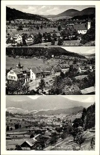 Ak Geroldsau Lichtental Baden Baden, Bei der Kirche, Bei der Schule, Panorama