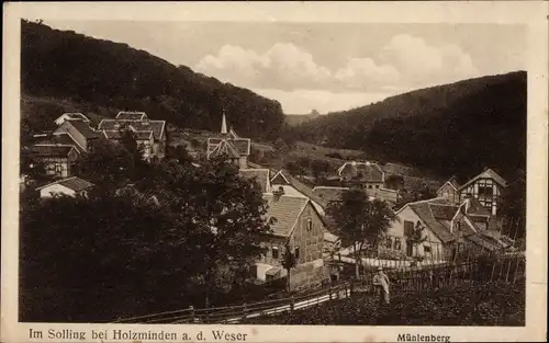 Ak Mühlenberg Holzminden an der Weser, Totalansicht der Ortschaft