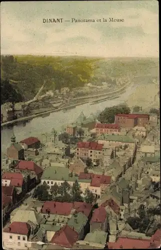 Ak Dinant Wallonien Namur, Panorama et la Meuse