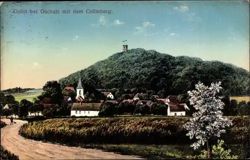 Ak Collmberg Collm Wermsdorf Sachsen, Teilansicht, Turm, Fahne, Kirche