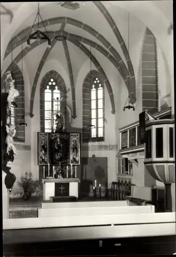 Ak Wünschendorf an der Elster, Pfarrkirche St. Veit, Innenansicht, Marienaltar, Ostchor