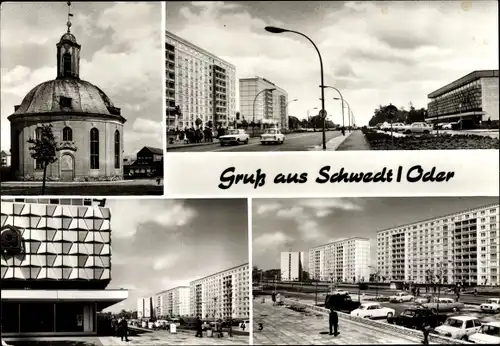 Ak Schwedt an der Oder, Französische Kapelle, Leninallee