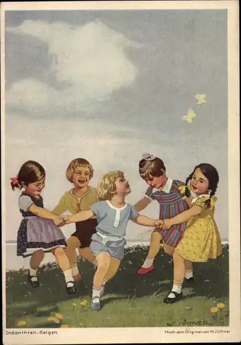 Künstler Ak Jüttner, W., Indanthren Reigen, Kinder, Reklame