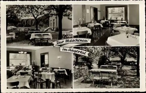 Ak Hösel Ratingen Nordrhein Westfalen, Gaststätte Zur Müschenau, Angertal, Innen- und Außenansicht