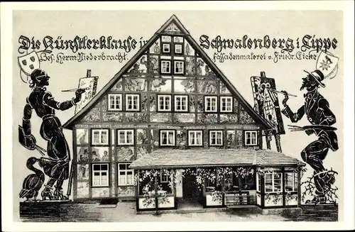 Ak Schieder Schwalenberg, Künstlerklause, Fassadenmalerei
