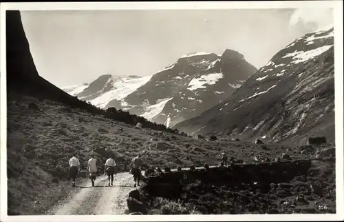 Ak Norangsdalen Norwegen, Panorama, Wanderer