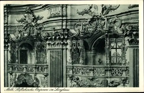 Ak Melk an der Donau Niederösterreich, Stiftskirche, Emporen im Langhaus