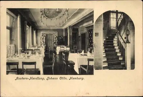 Ak Hamburg, Austernhandlung, Inh. J. Cölln, Innenansicht
