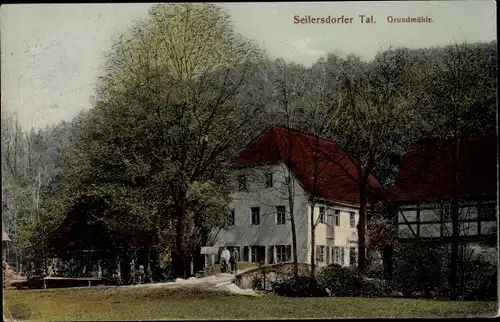 Ak Liegau Augustusbad Radeberg Sachsen, Grundmühle Wachau im Seifersdorfer Tal