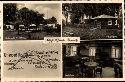 Ak Lomnitz Wachau Sachsen, Historische Gaststätte Buschschänke, Schießstand