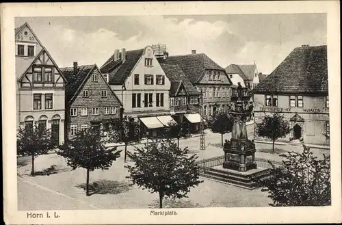 Ak Horn Bad Meinberg, Marktplatz, Denkmal, Gasthof