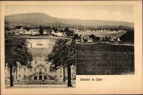 Ak Schieder Schwalenberg im Kreis Lippe, Totalansicht vom Ort, Schloss