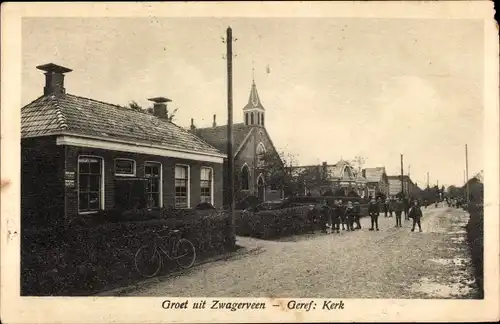 Ak Zwagerveen Friesland, Geref. Kerk, Kirche