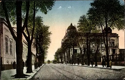 Ak Belgrad Beograd Serbien, Kiraly Milan utca az epülettel, König Milanstraße, Kgl. Palais