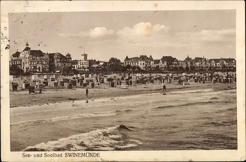 Ak Świnoujście Swinemünde Pommern, Strand, Hotels