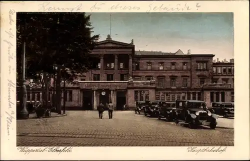 Ak Elberfeld Wuppertal, Hauptbahnhof, Straßenansicht, Autos