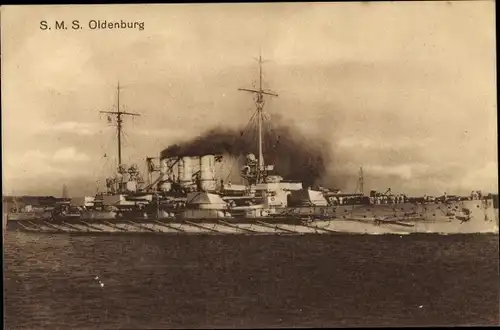 Ak Deutsches Kriegsschiff, SMS Oldenburg, Großlinienschiff