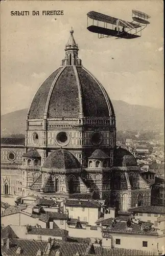 Ak Firenze Florenz Toscana, Doppeldecker über dem Dom